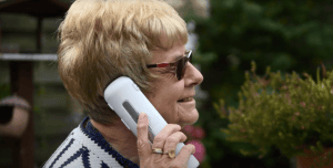 Jacqueline speaking on the phone