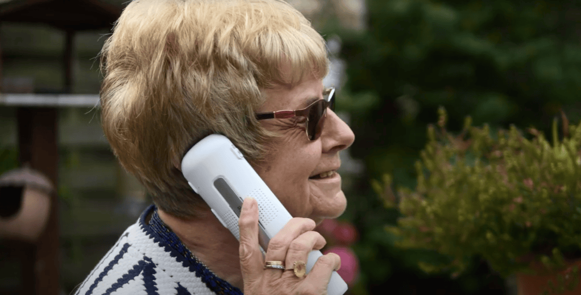 Jacqueline speaking on the phone