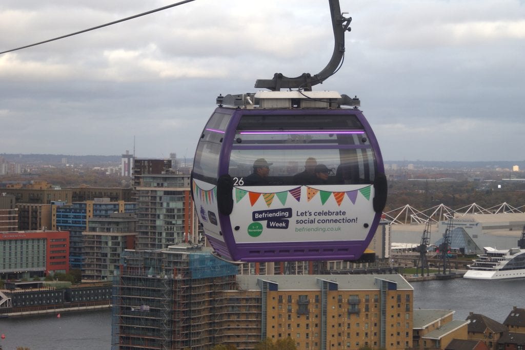 Befriending Week Cable Car soars over London