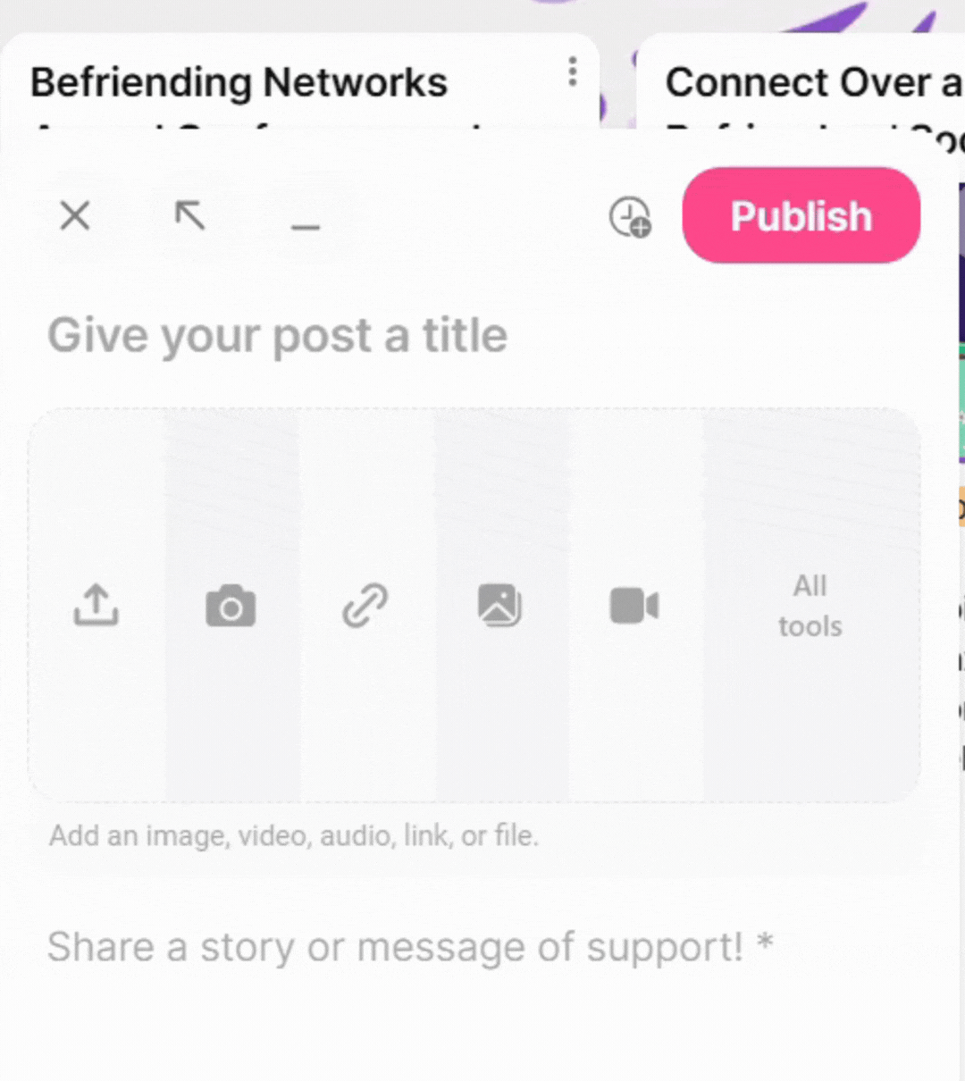 Screen recording of posting a message to the board